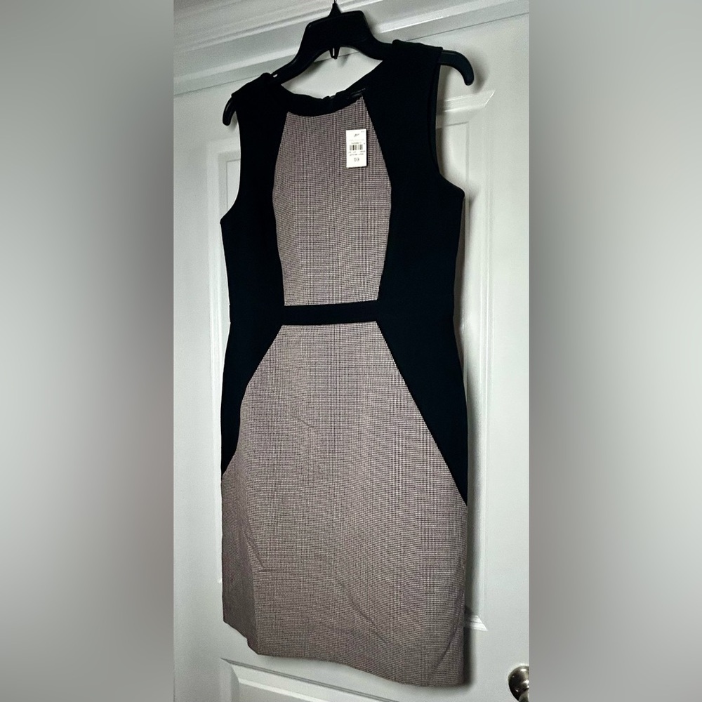 Ann Taylor NWT Black and Brown Midi Colorblock Dress